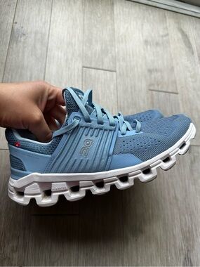 On Running Light Blue and White Cloudflow Sneakers Size W6.5